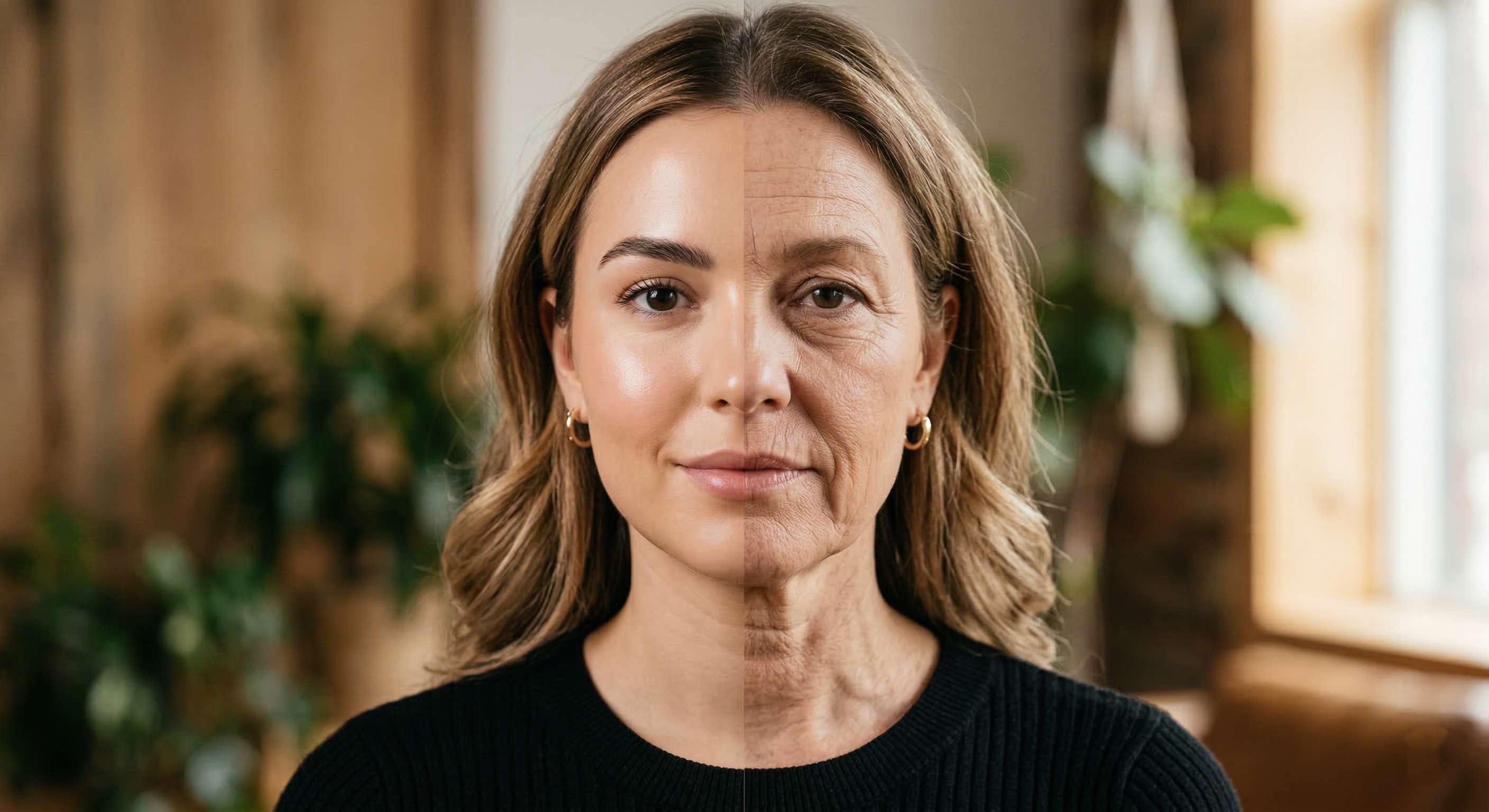 Woman practicing natural Face Yoga
